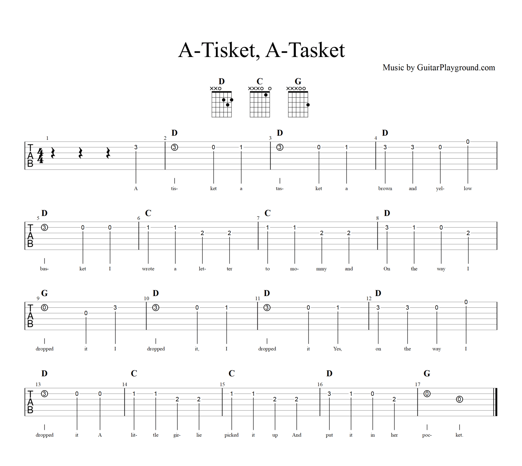 A Tisket, A Tasket Tabs Chords#1