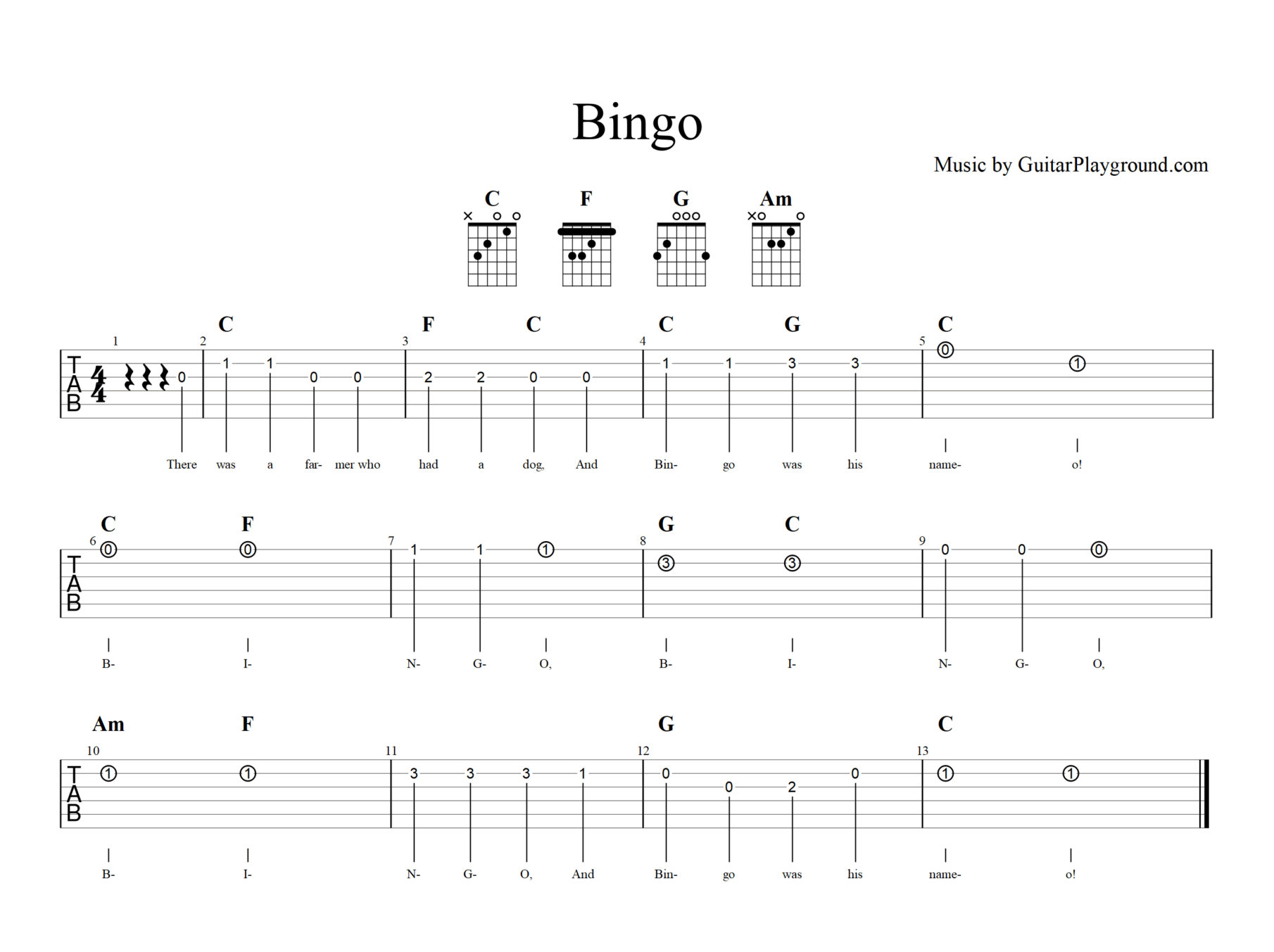Bingo Tabs Chords#1