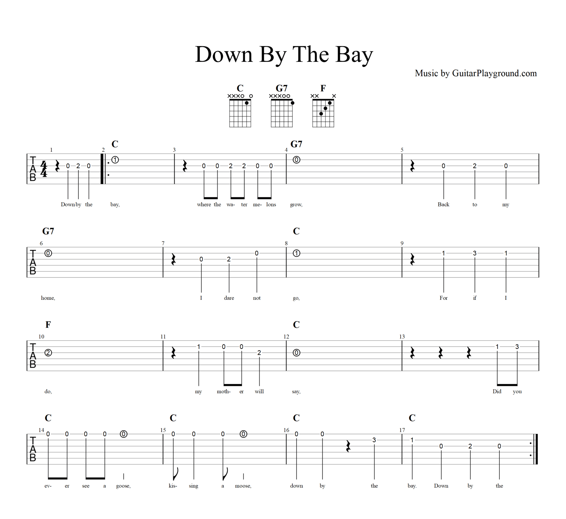 Down By The Bay Tabs Chords#1