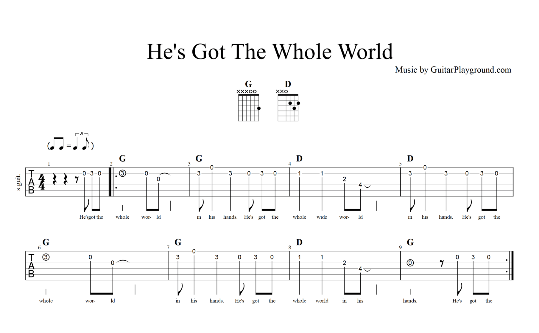 He's Got The Whole World Tabs Chords#1