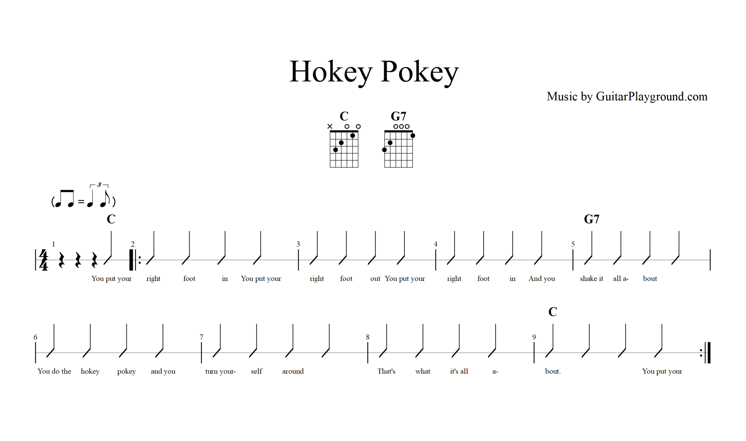 Hokey Pokey Tabs Chords Strumming#1