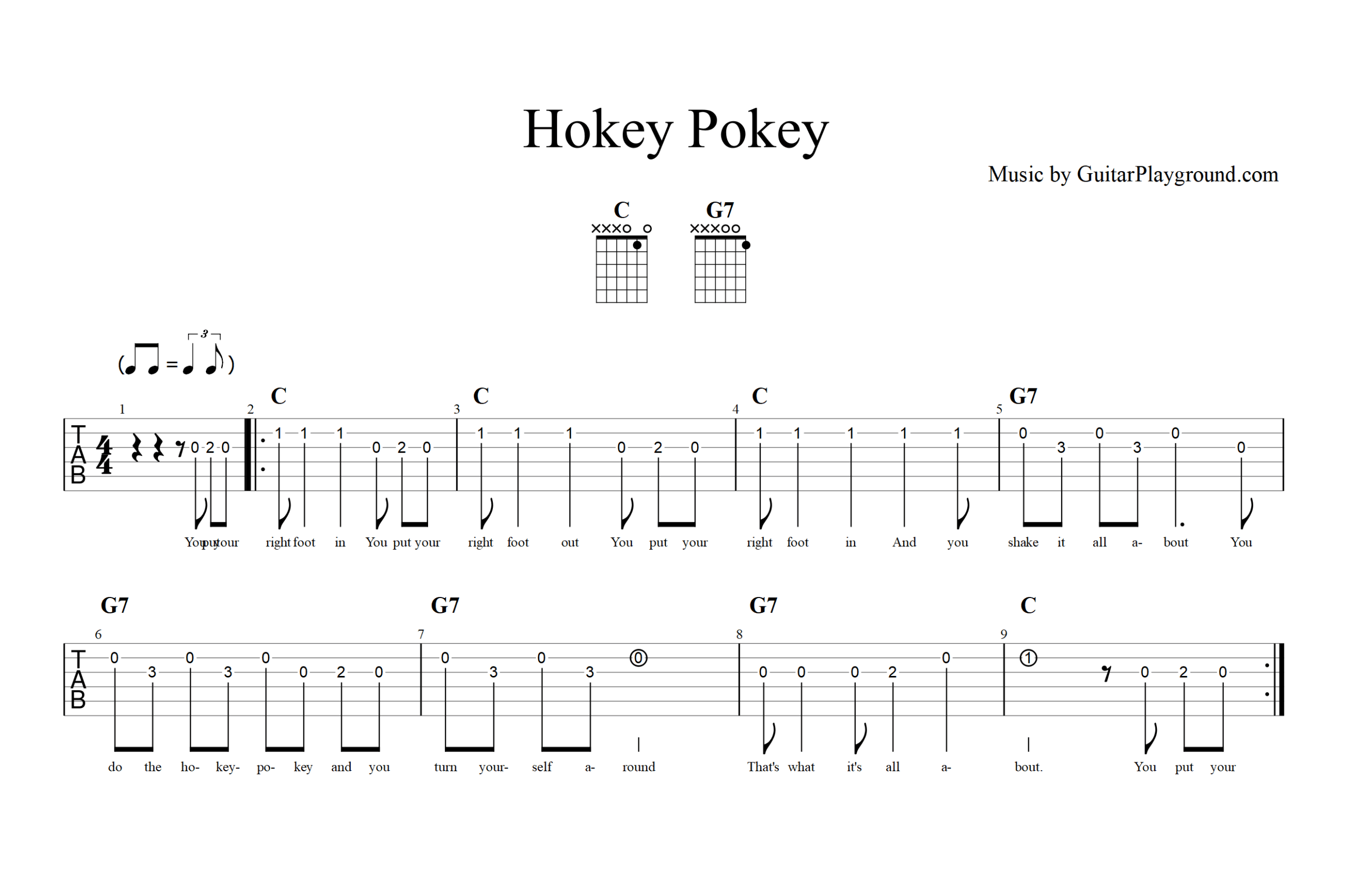 Hokey Pokey Tabs Chords#1