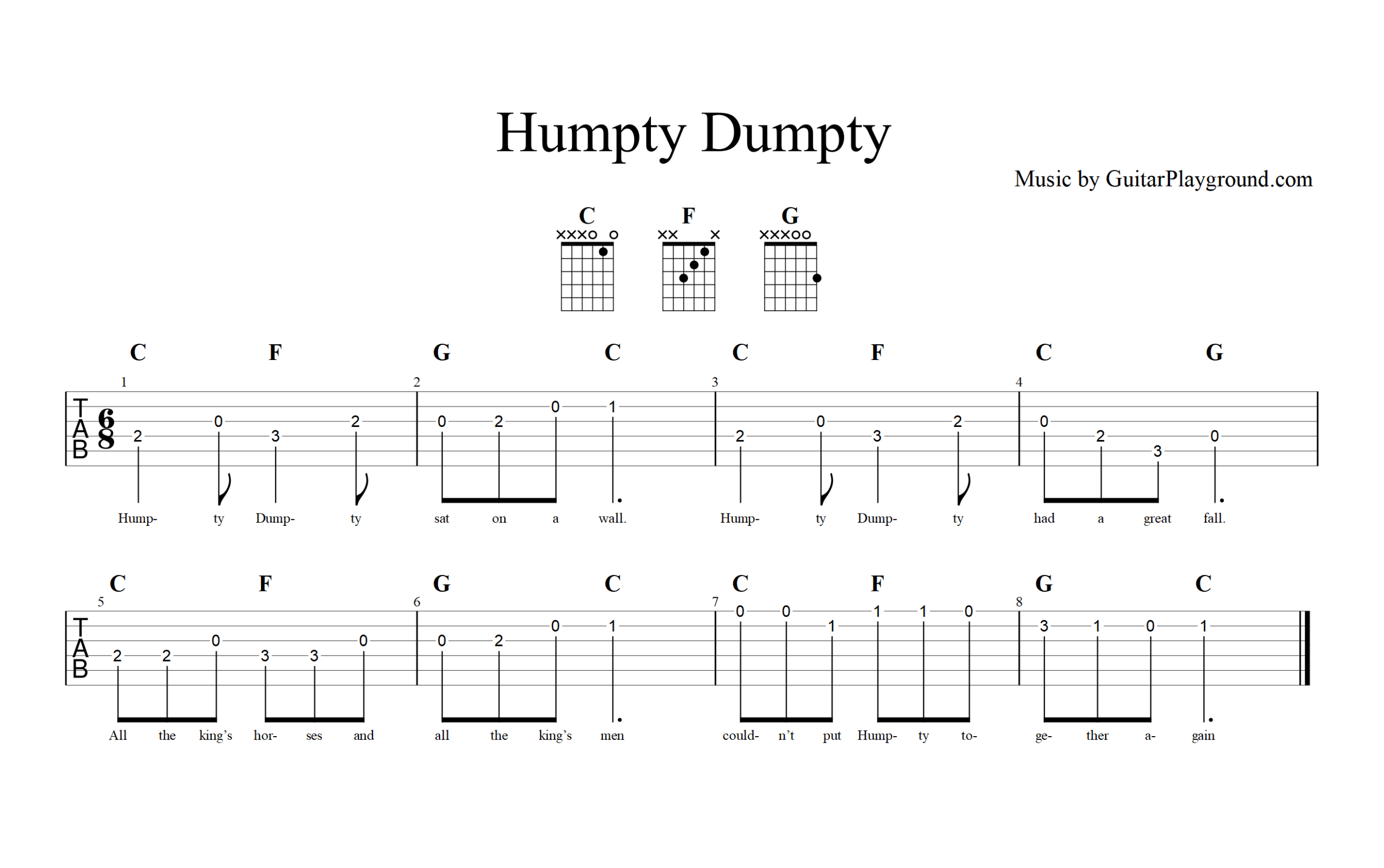 Humpty Dumpty Tabs Chords#1