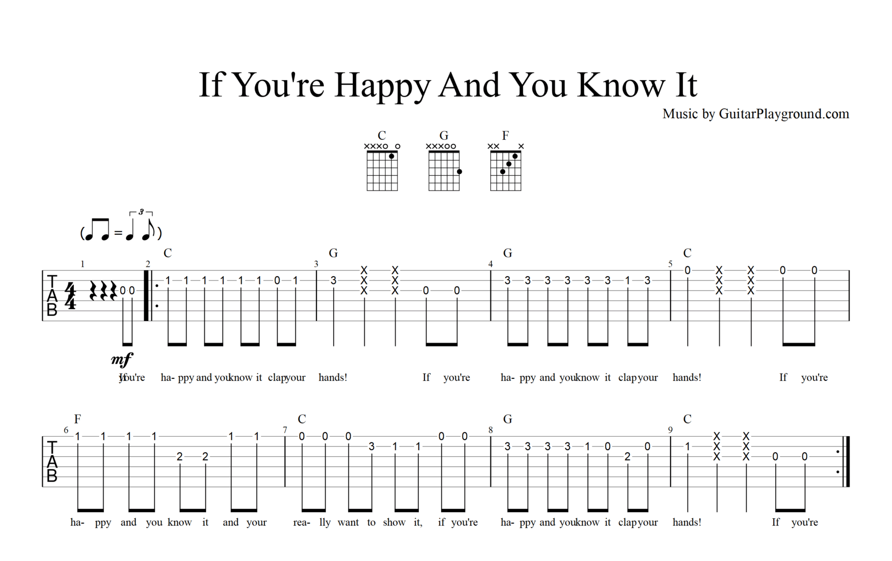 If You're Happy And You Know It Tabs Chords#1