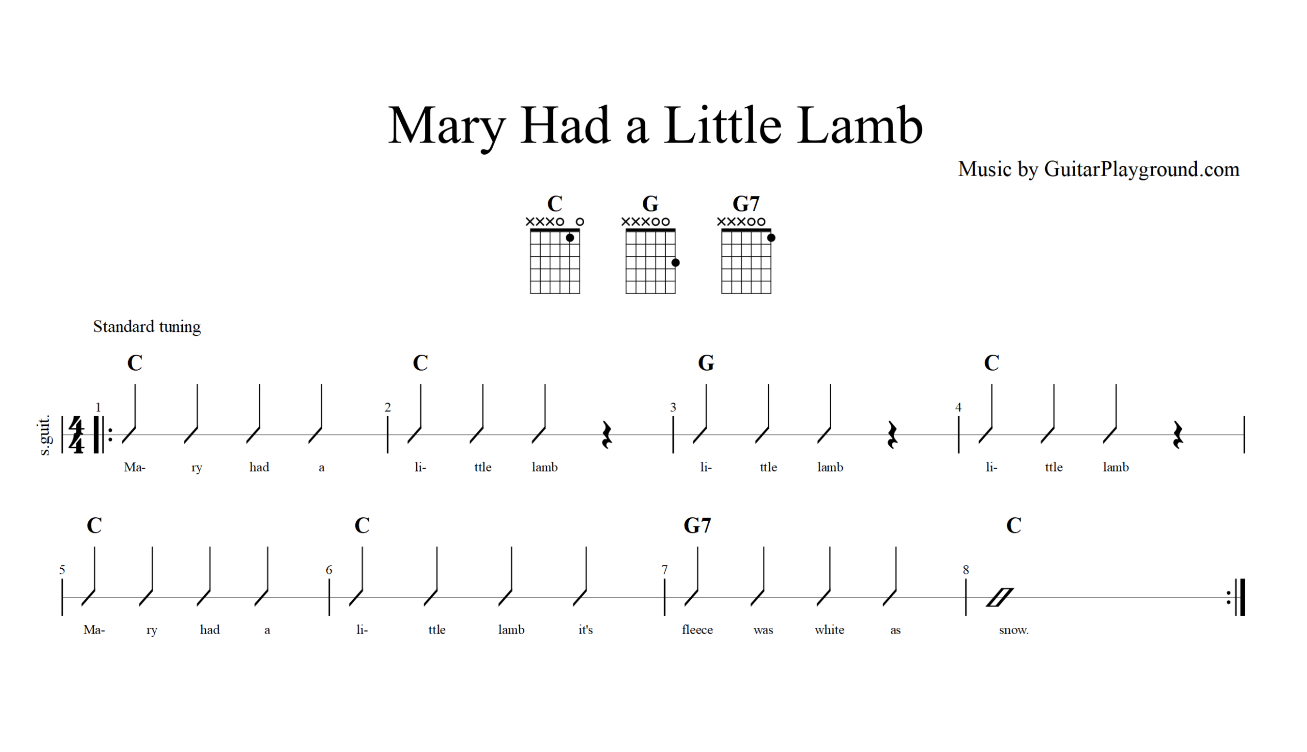 Mary Had A Little Lamb Chords#1