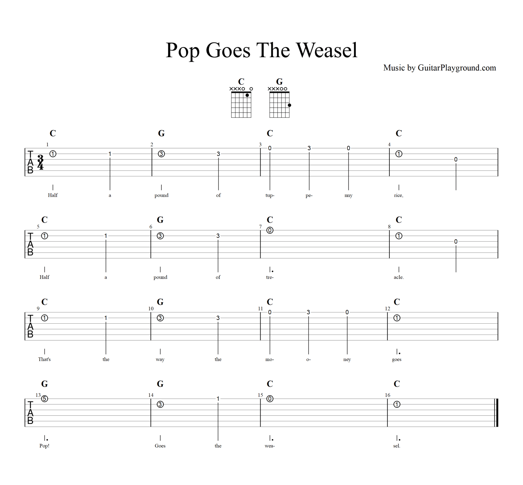 Pop Goes The Weasel Tabs Chords#1