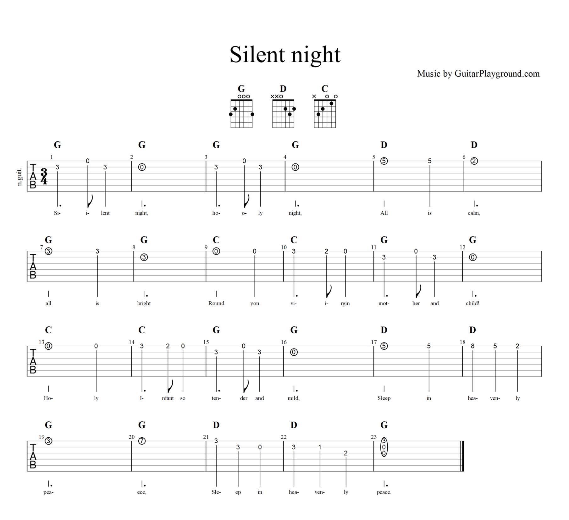 Silent Night Tabs Chords#1