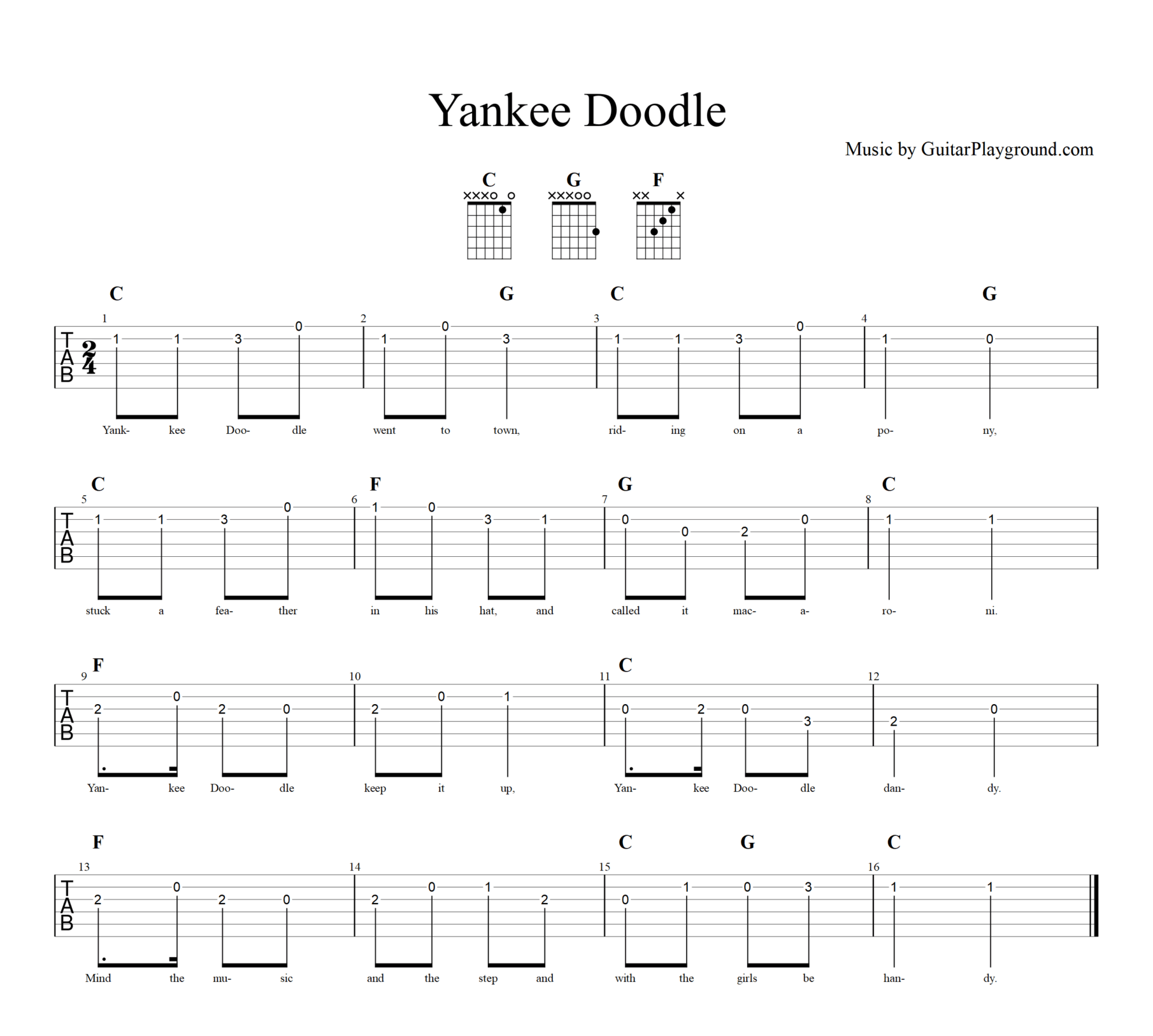 Yankee Doodle Tabs Chords#1